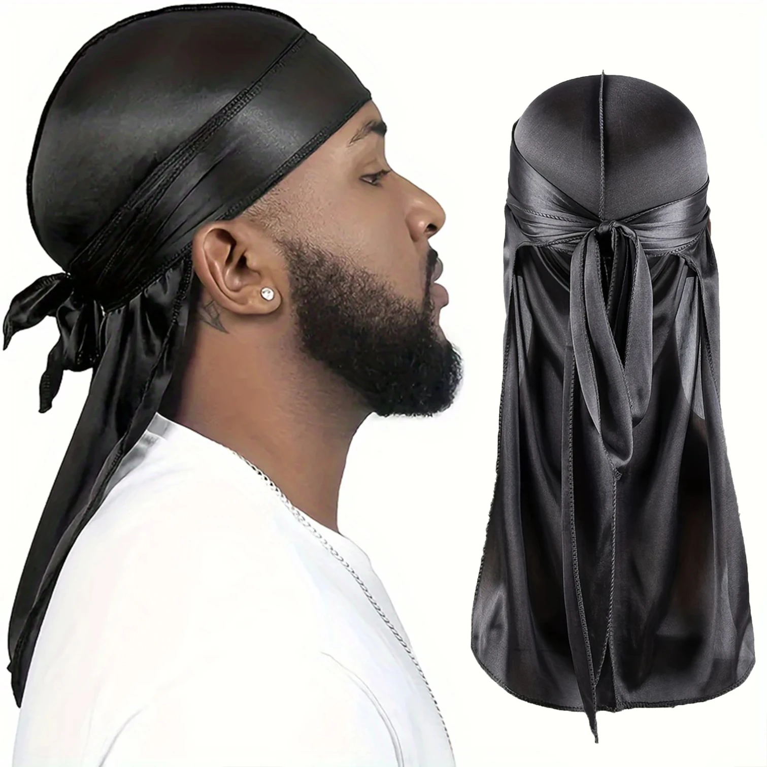 Bandana Doo Rag - Męski jedwabny durag, czepek, bandana, jedwabista