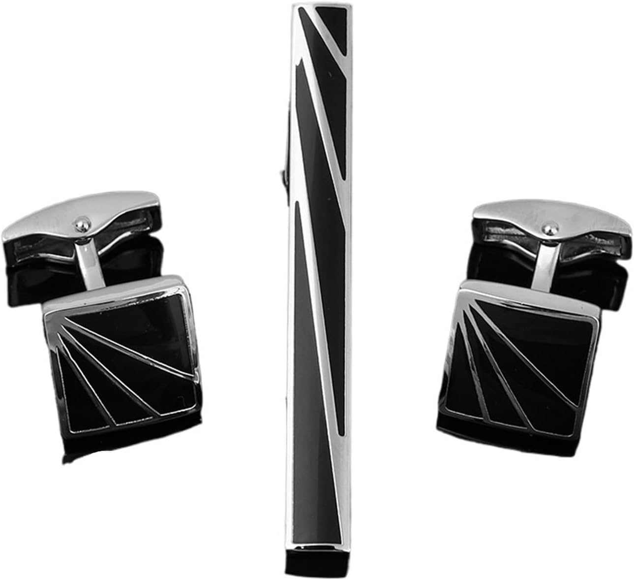 Tie Bar Set Gift - 2 zestawy, męskie krawaty, klipsy do