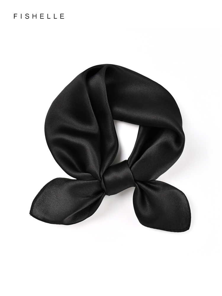 Jednolity kolor czarny czysty  – Silk Neck Scarf recenzja i cena